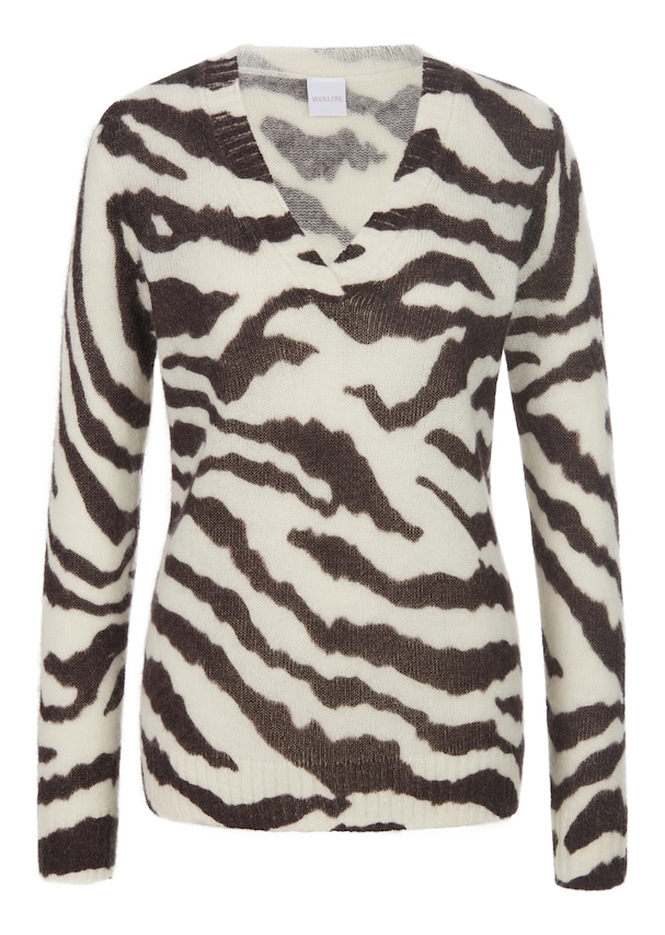 Zebra-Pullover mit flauschigem Alpaka 5