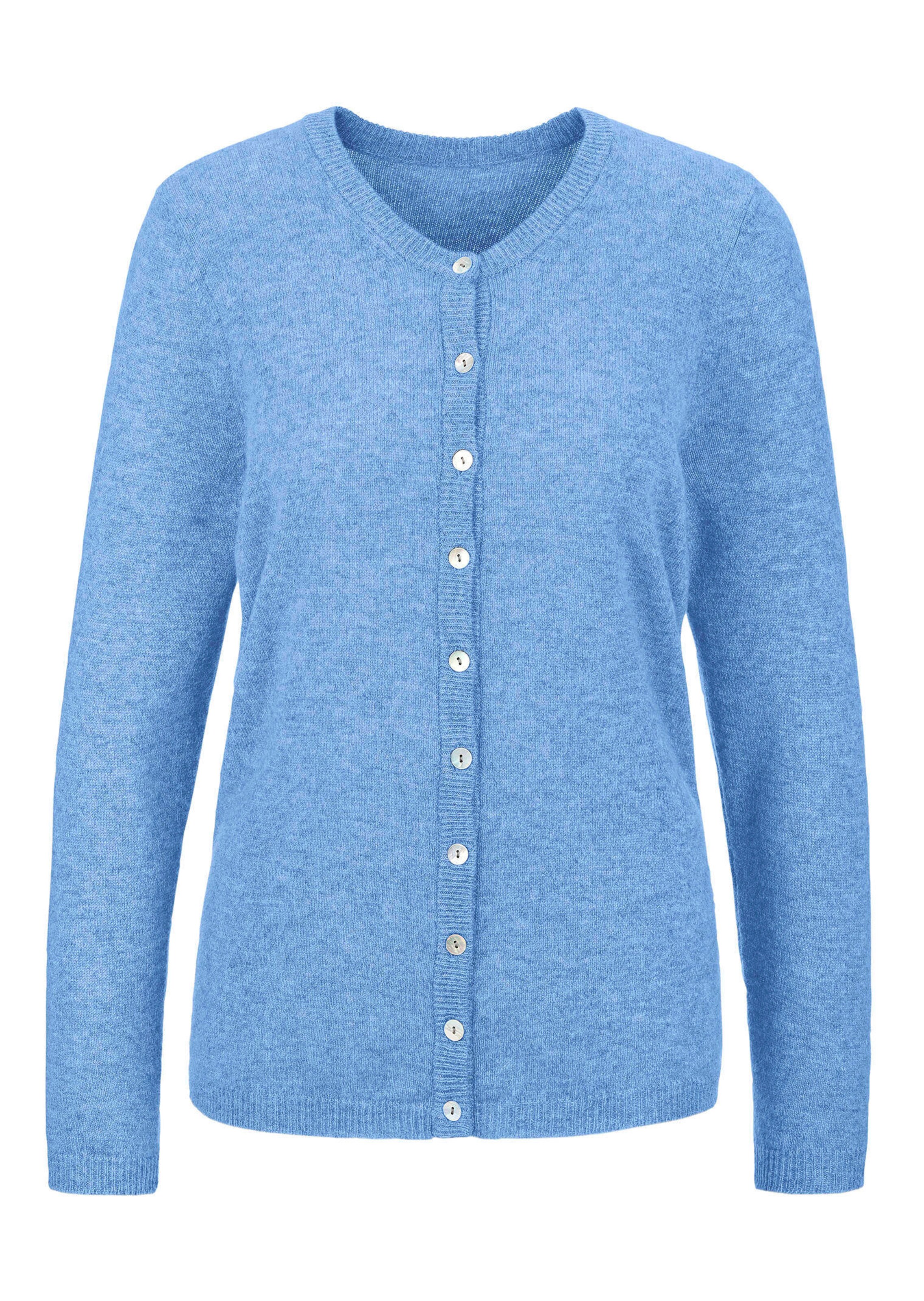 Kaschmirstrickjacke mit Rundhalsausschnitt