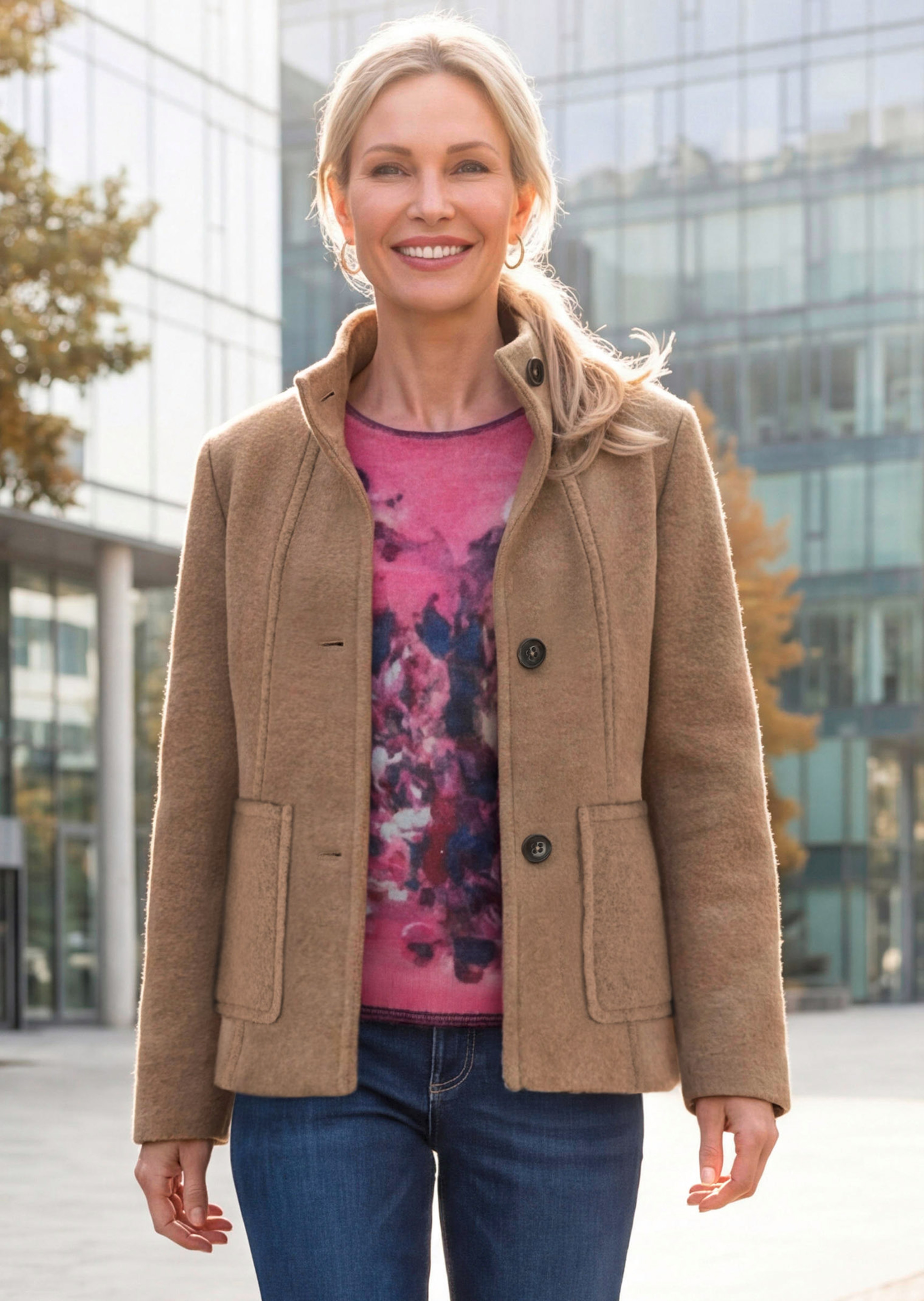 Wollmix Jacke mit Stehkragen