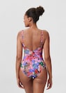 Swimming costume with floral print and draping thumbnail 3