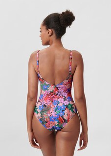 Swimming costume with floral print and draping thumbnail 3