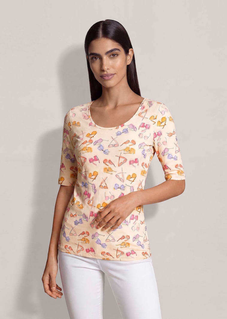 T-shirt avec imprimé estival et manches courtes