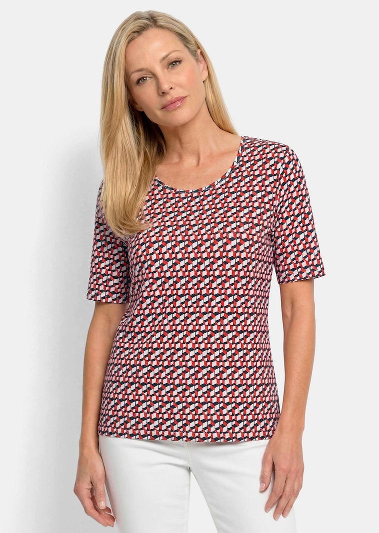 Shirt van viscose met een spannende 3D-print