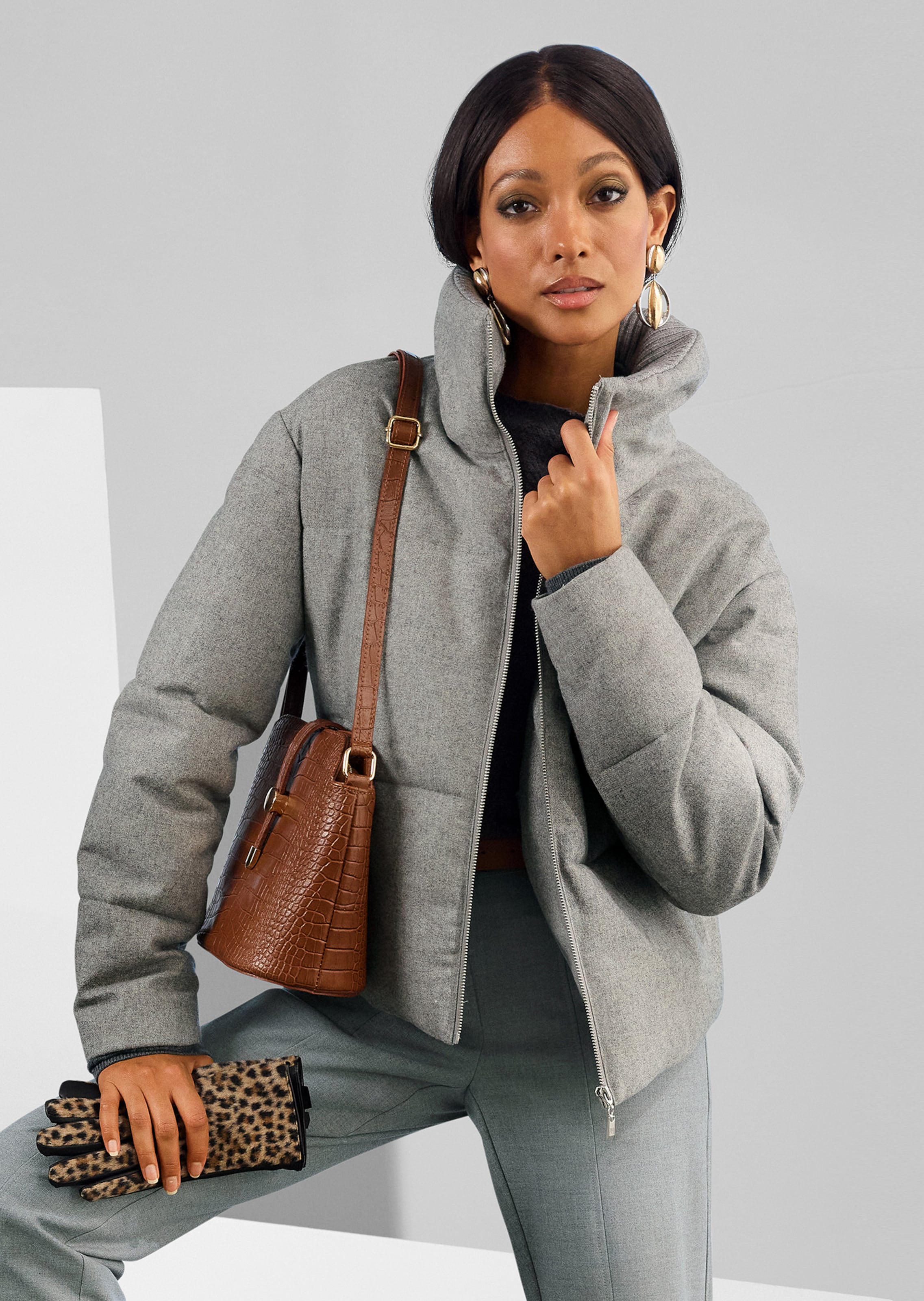 Winterwarm wattierte Steppjacke in edler Melange