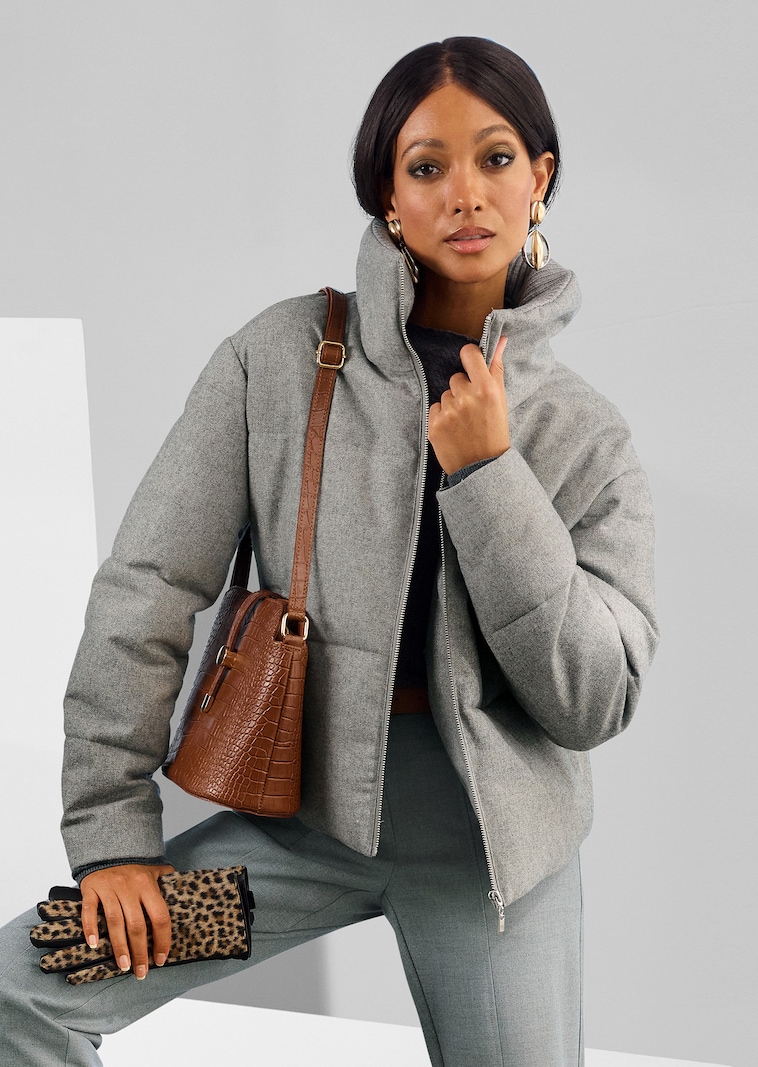 Winterwarm wattierte Steppjacke in edler Melange