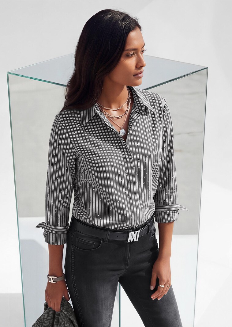 Bluse mit Streifen und Strass