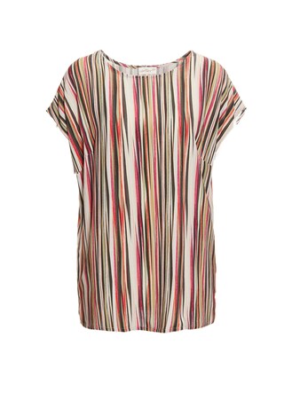 meerkleurig / gestr. Gedessineerde blouse met gestreepte print