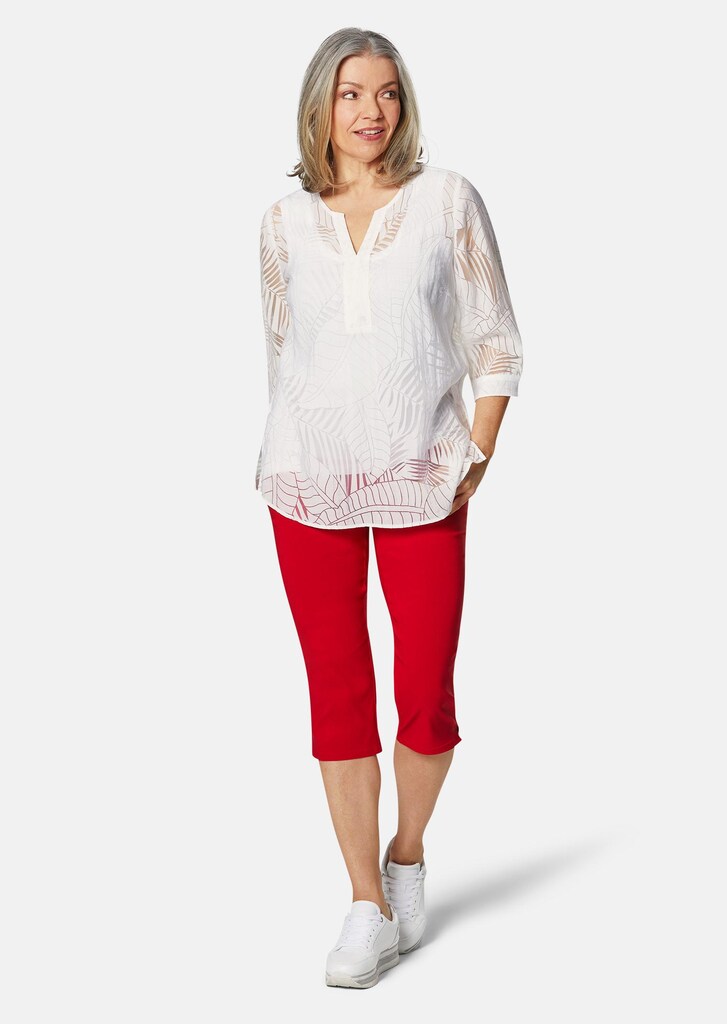 Casual gesneden etskantblouse