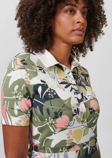 Polo dress with abstract floral print and lace collar thumbnail 5