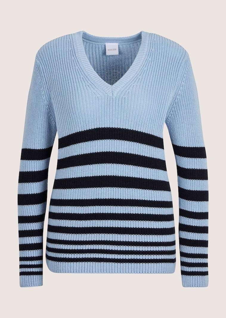 Ringel-Pullover mit V-Ausschnitt