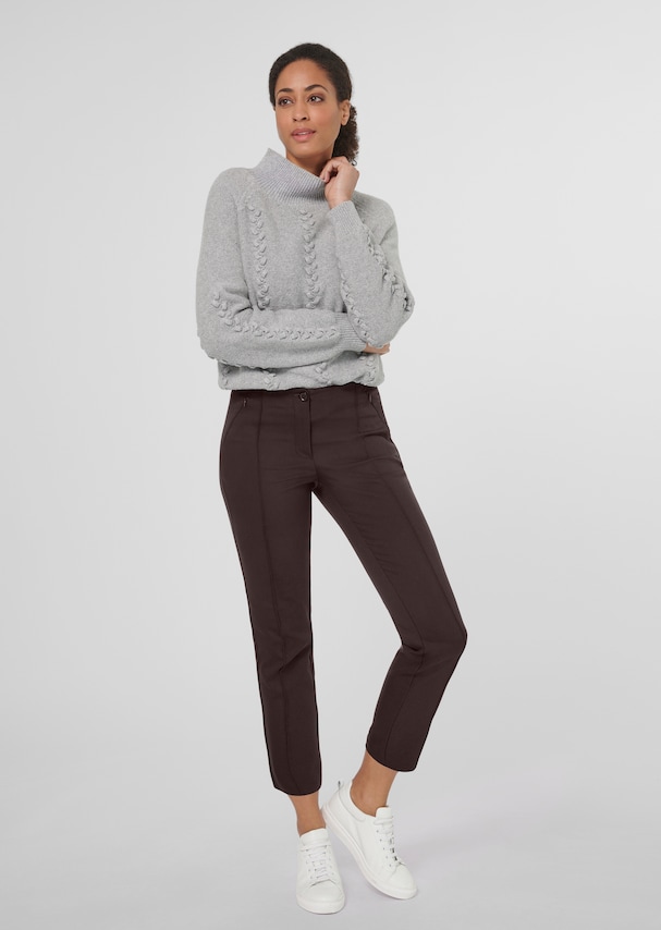 Skinny fit stretch trousers with piping 1