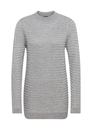 grau / grau Langarm-Pullover mit glänzender Strick-Optik