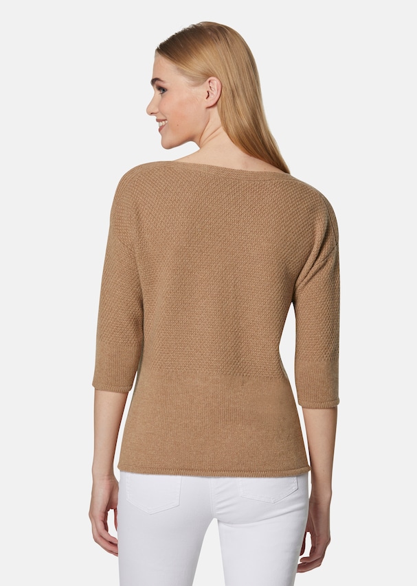 Cashmere jumper with textured mix 2