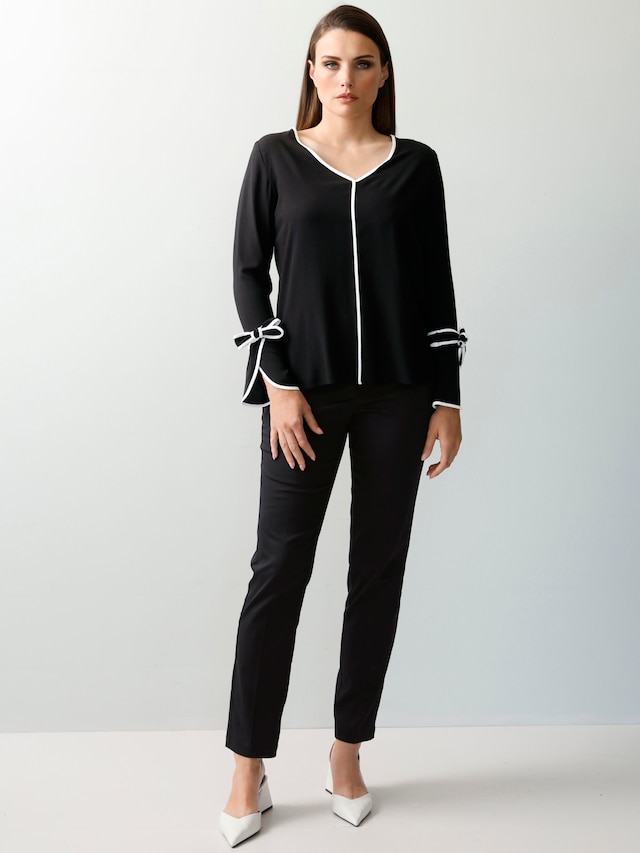 Bluse mit kontrastfarbigen Blenden 1