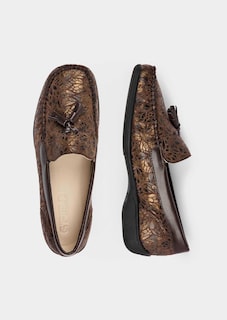 Leren mocassins met reliëf en kwastje thumbnail 2