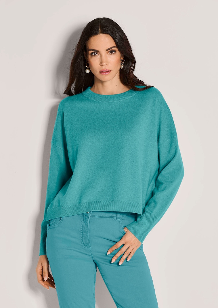 Kurzer Oversize-Pullover mit Kaschmir