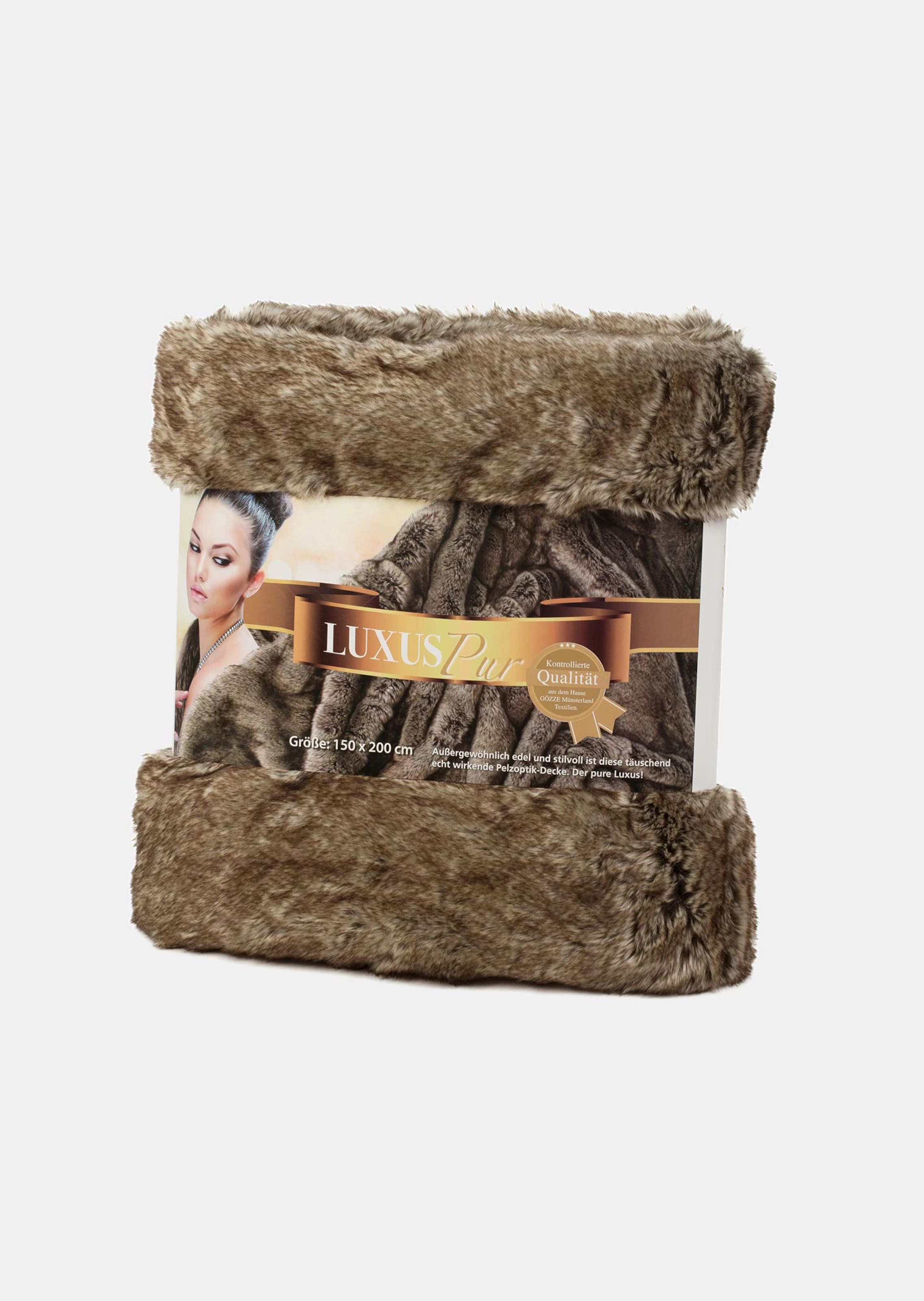 Couverture aspect fourrure - lapin - brun - Gr. 150 x 200 cm de Goldner Fashion