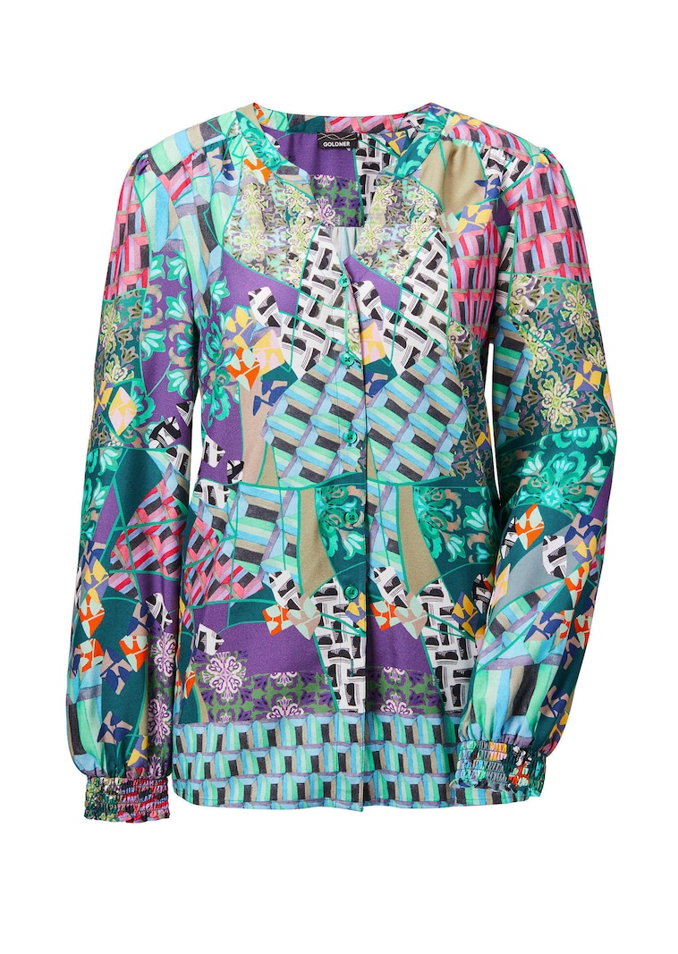 Gedessineerde blouse met patchpatroon