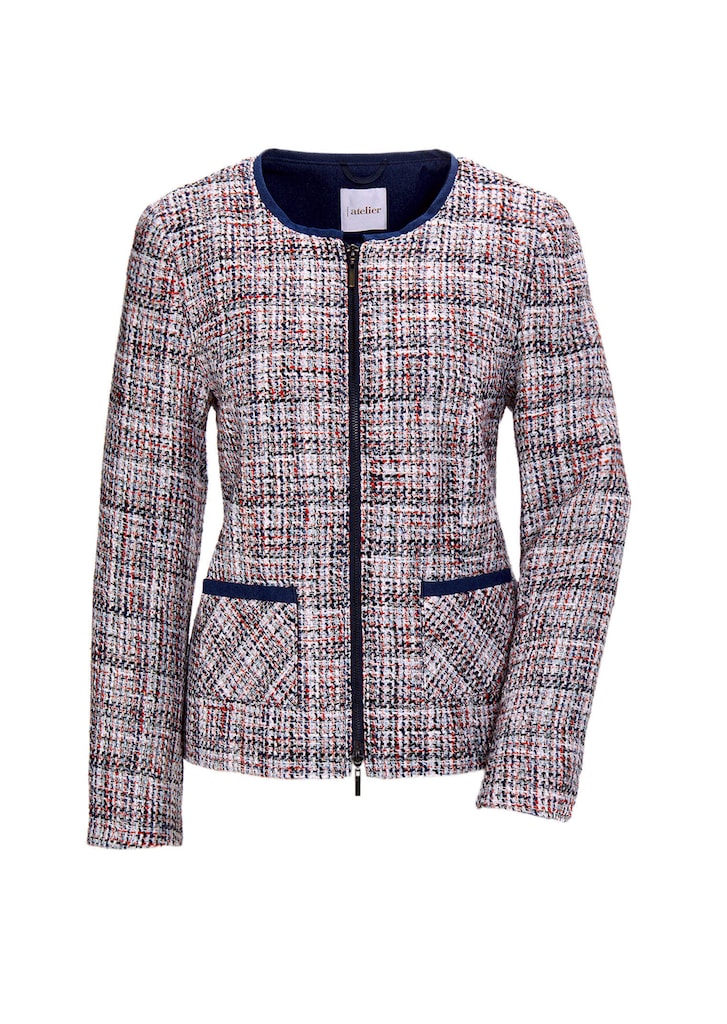 Edler Bouclé-Blazer mit Jeanspaspel