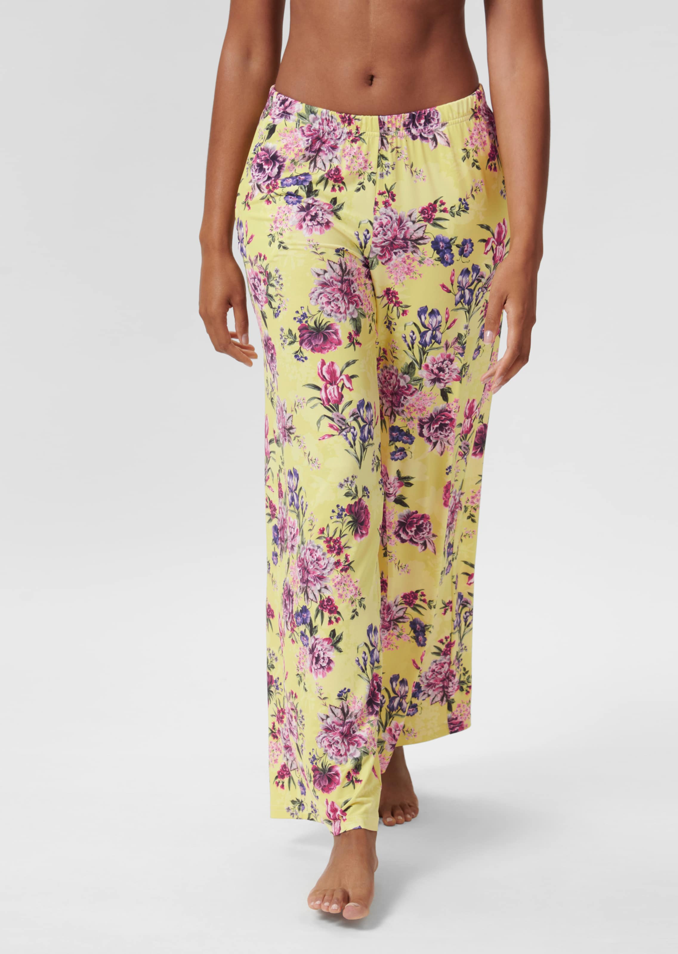 Wideleg-Pants mit floralem Print