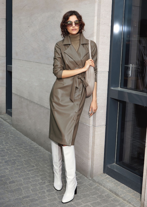 Coat dress made from high-quality faux leather