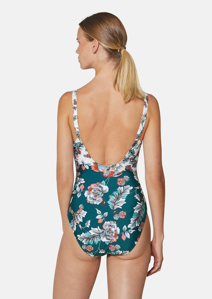 Printed swimming costume with V-neckline 2