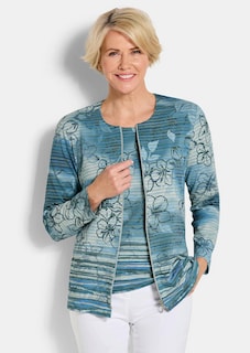 Shirtjacke aus geringeltem Struktur-Jersey thumbnail 1