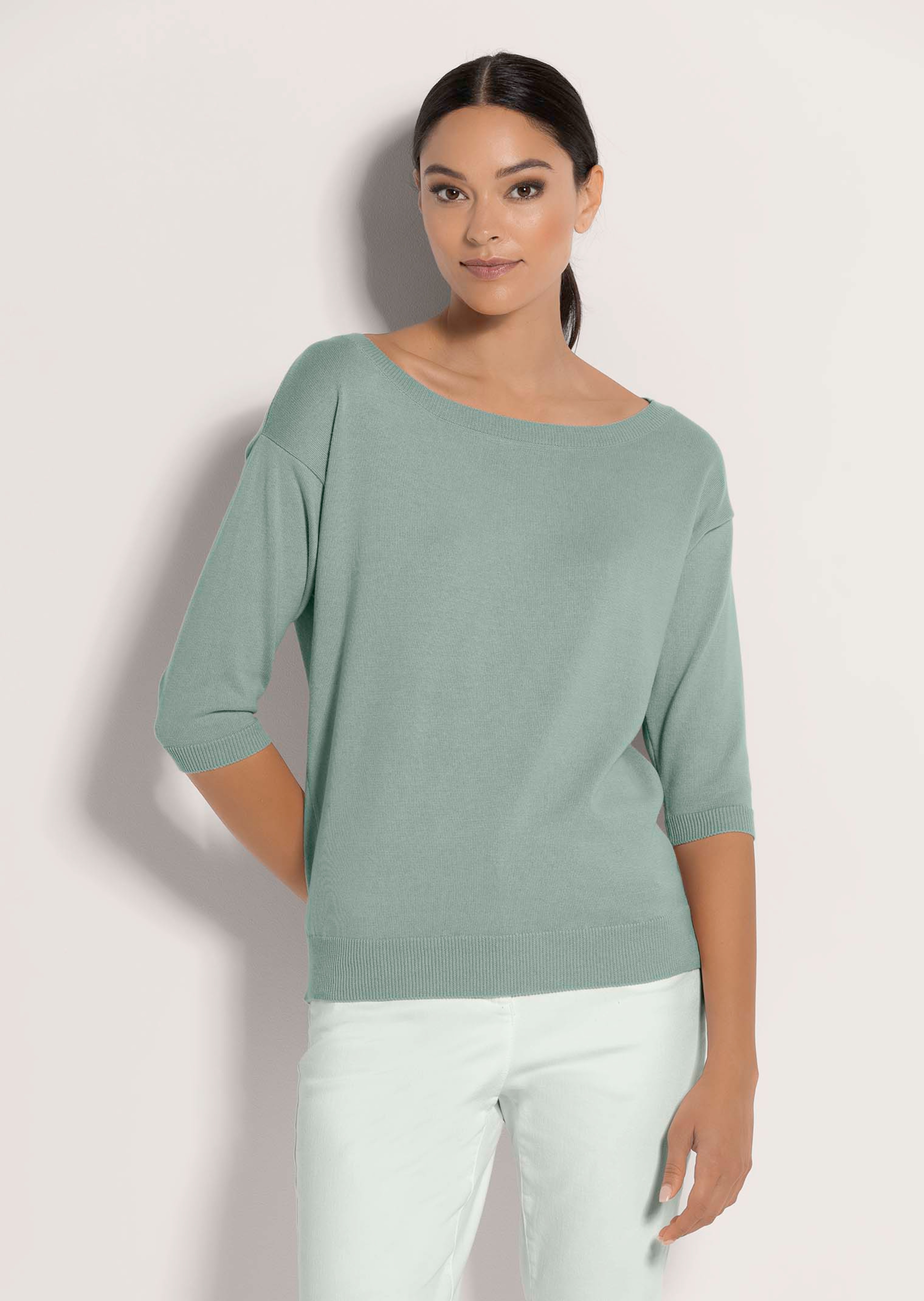 Rundhals-Pullover mit kurzen Ärmeln