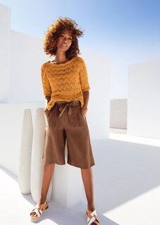 Highwaist-Bermudas aus Leinen thumbnail 7