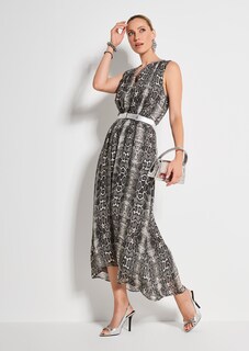 Ärmelloses Chiffonkleid mit Snake-Print thumbnail 7