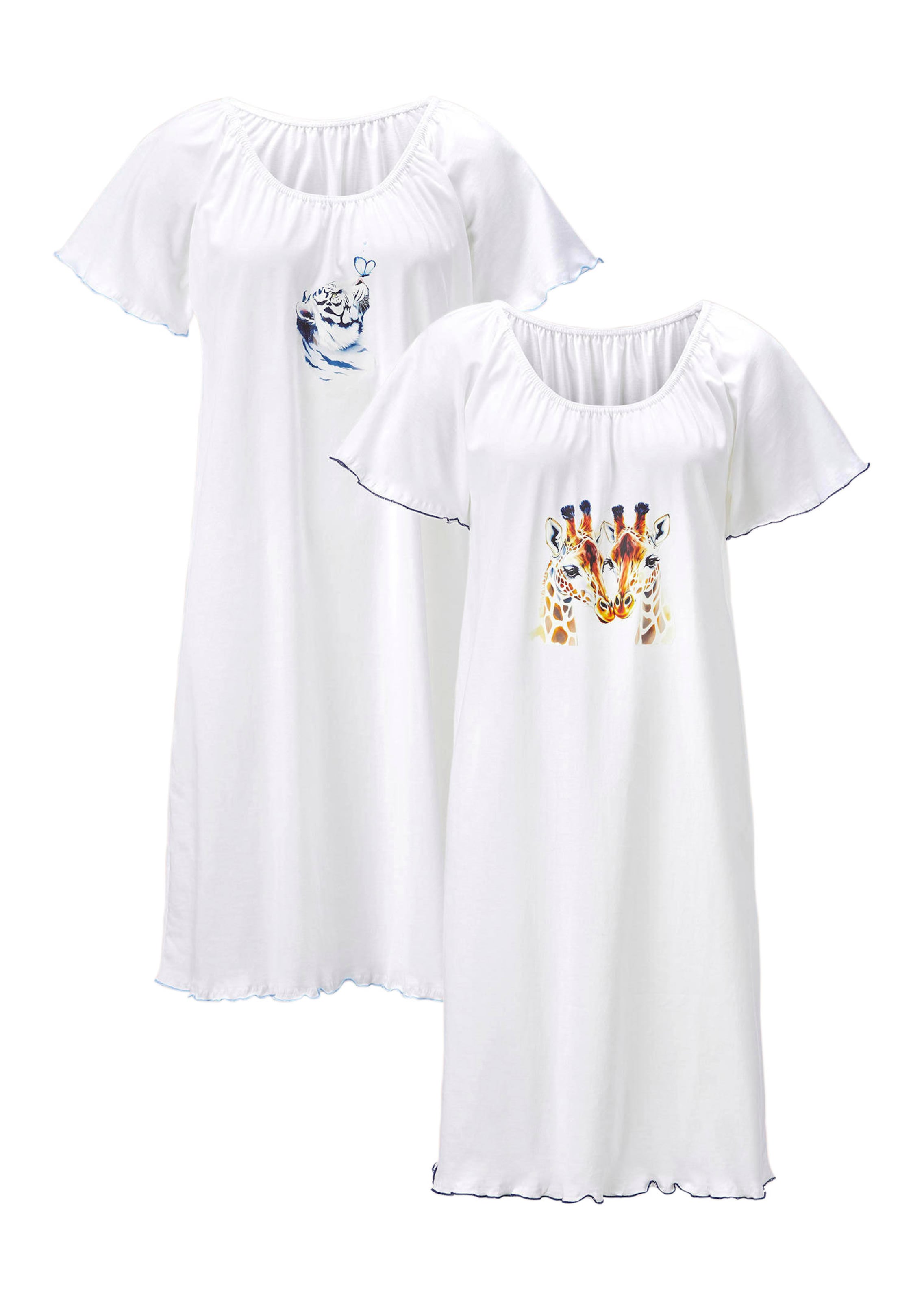 Nachthemden im Doppelpack mit exotischem Frontprint