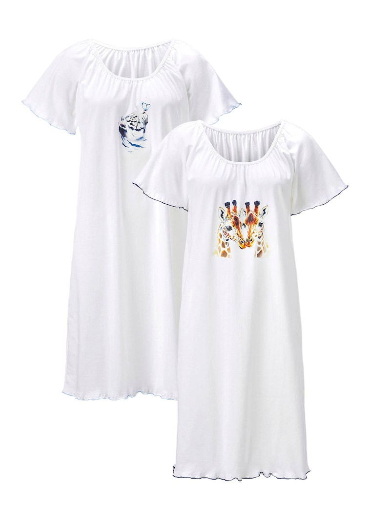 Lot de 2 chemises de nuit avec imprimé exotique devant