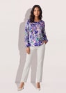 Bluse mit Blumenprint und Bordüre thumbnail 3
