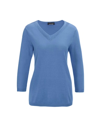 blau Unkomplizierter Pullover mit V-Ausschnitt