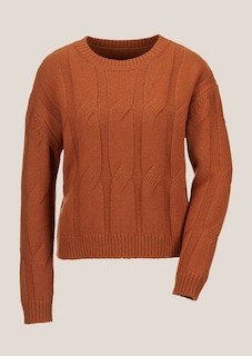 Kurzer Rollkragen-Pullover mit Zopfmuster thumbnail 6