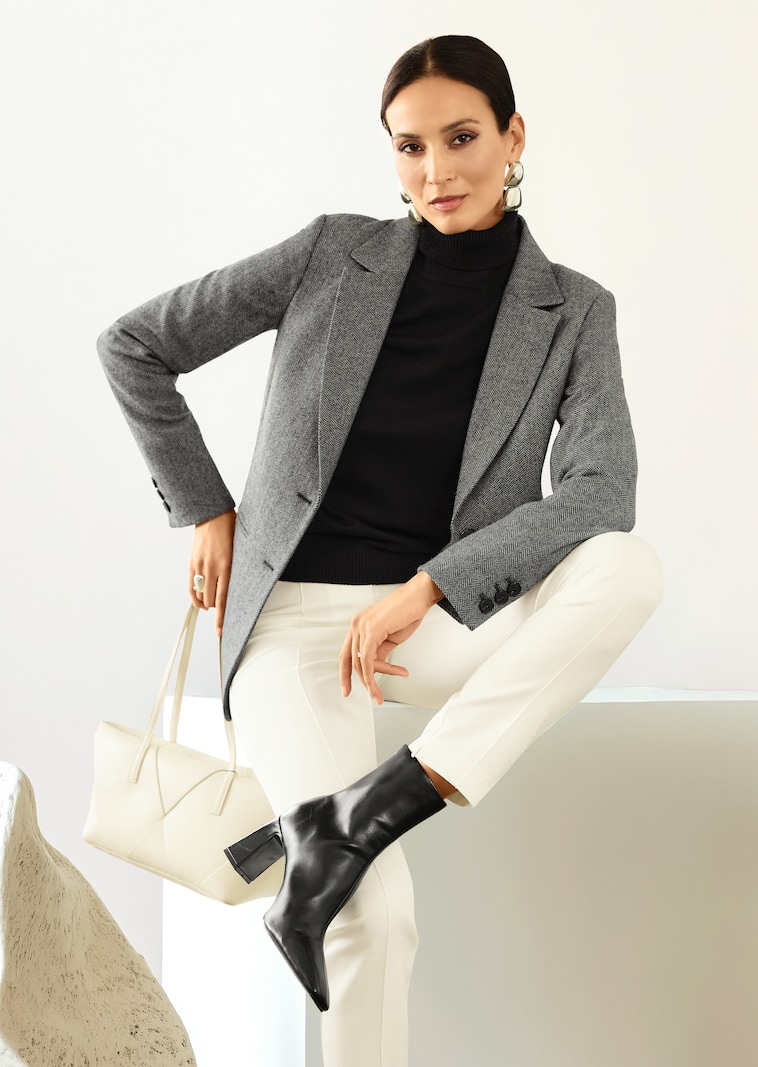 Blazer in Fischgrat-Struktur