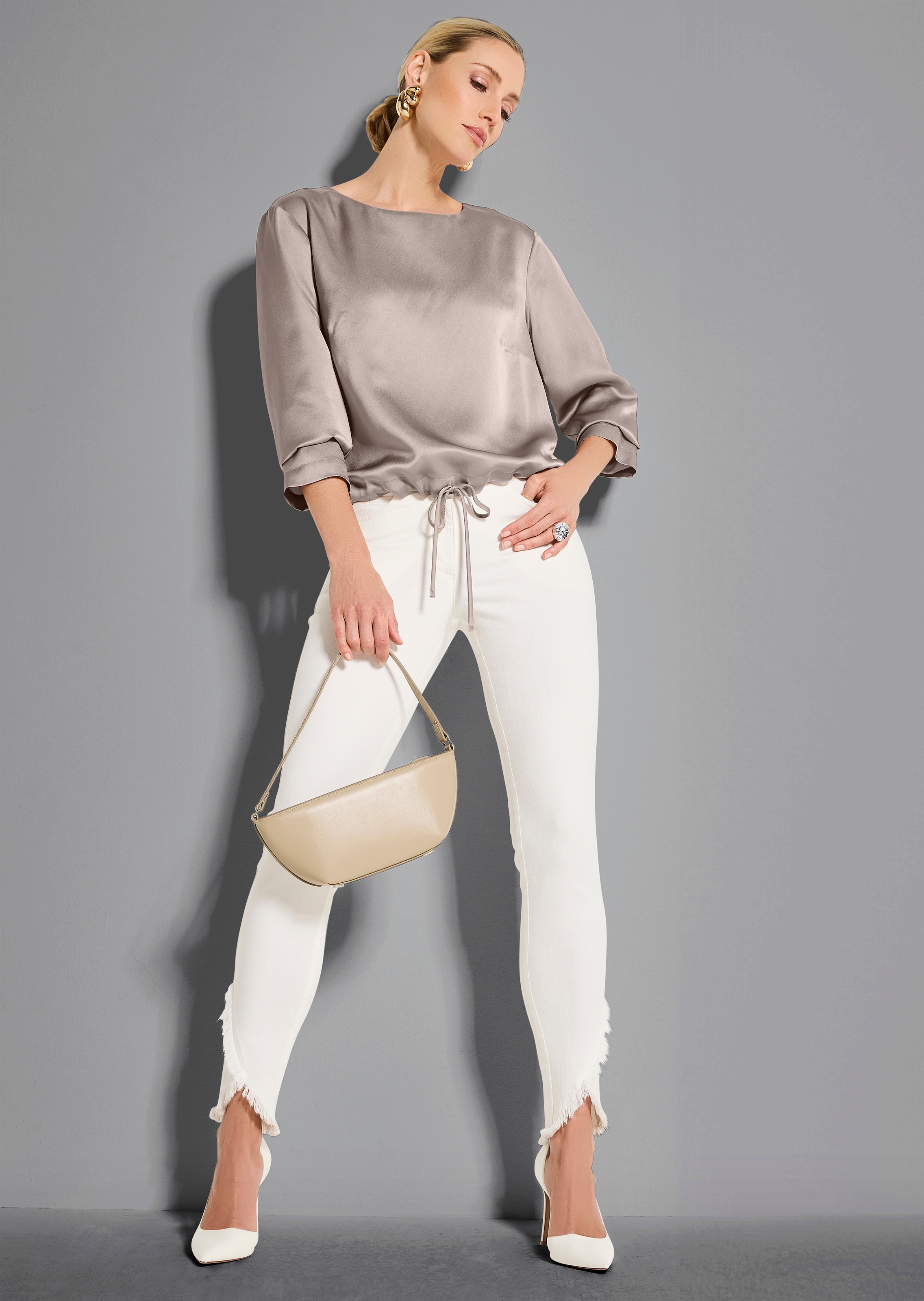 Satinbluse mit Tunnelzug