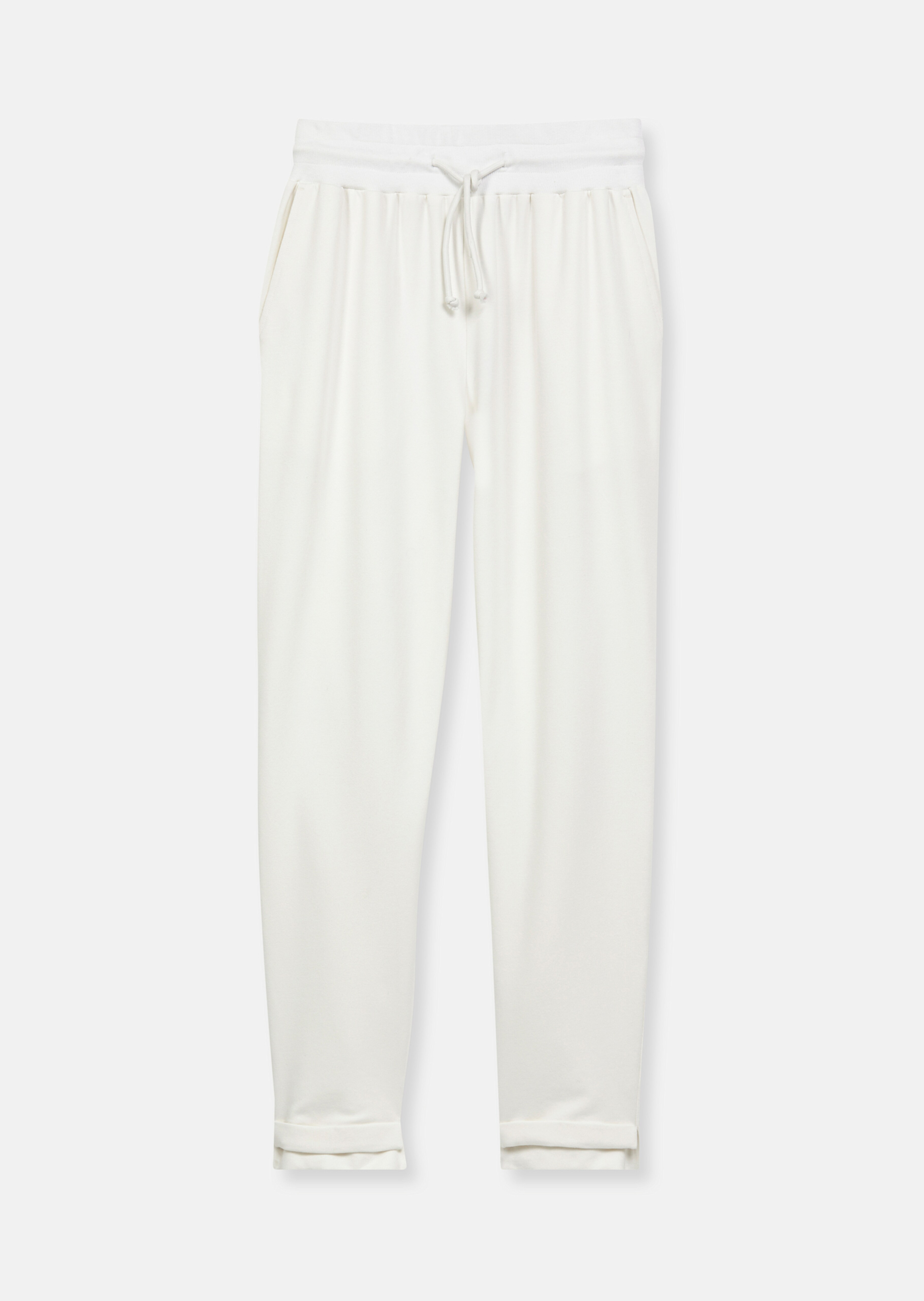 Fashionable jogging trousers with drawstring fastening