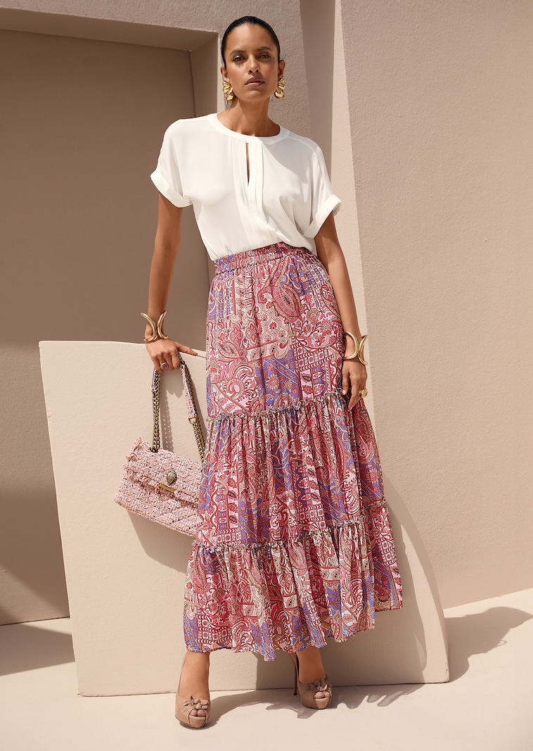 Stufenrock mit Unikat-Print