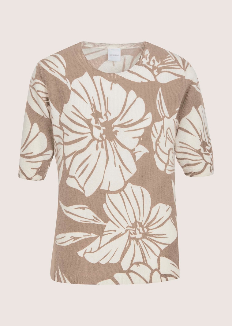 Leichter Kaschmir-Pullover mit Blütenprint