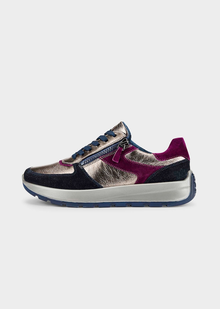 Leder-Sneaker mit Metallic-Look