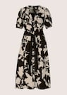Midi dress with floral print and tie belt thumbnail 6