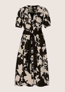 Midi dress with floral print and tie belt thumbnail 6