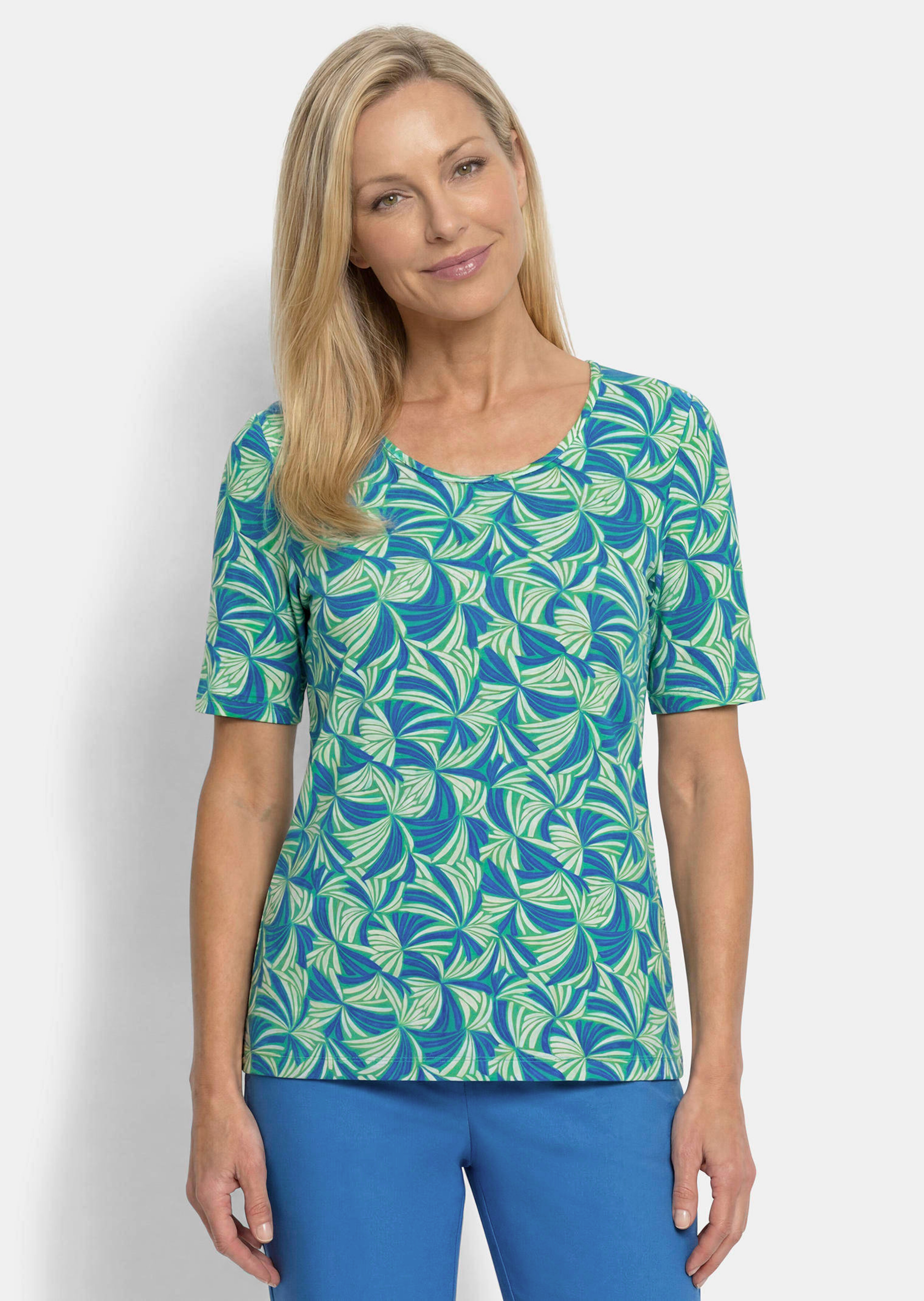 Shirt van viscose met bladerdessin