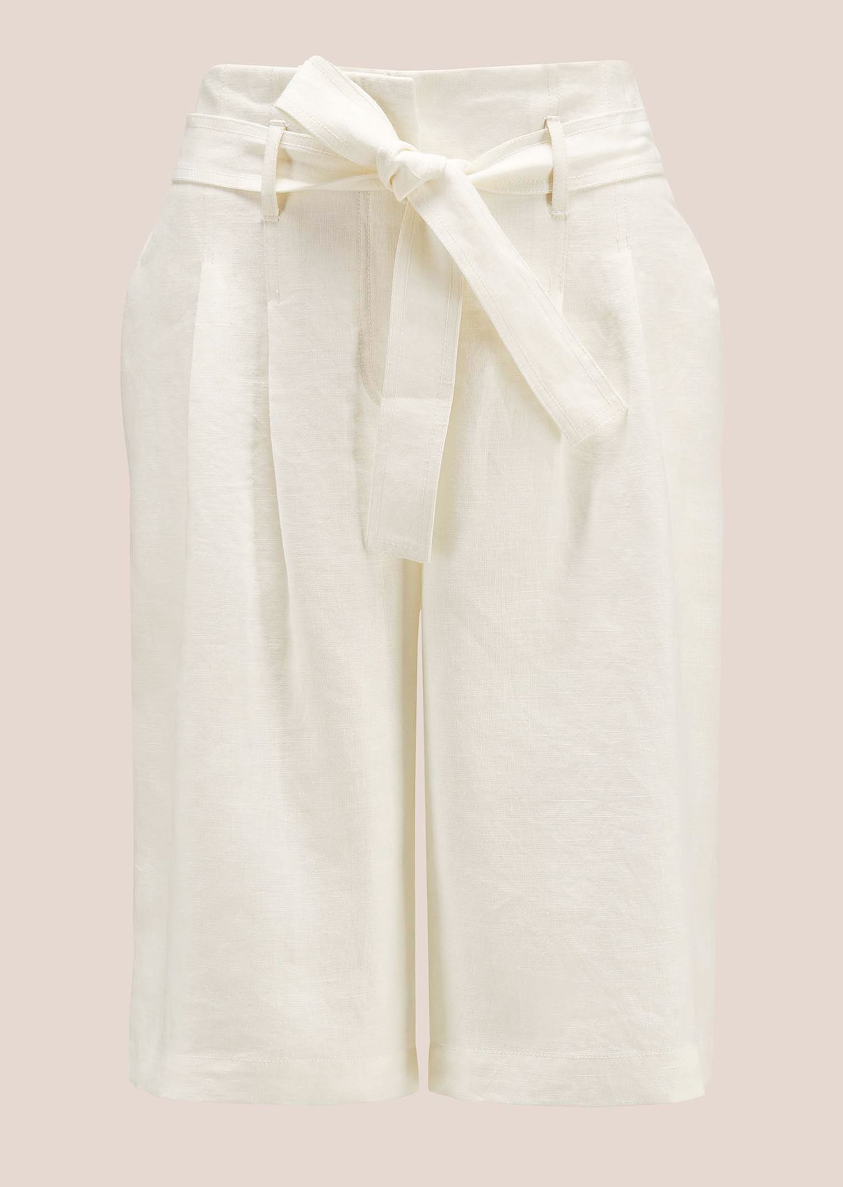 Highwaist-Bermudas aus Leinen