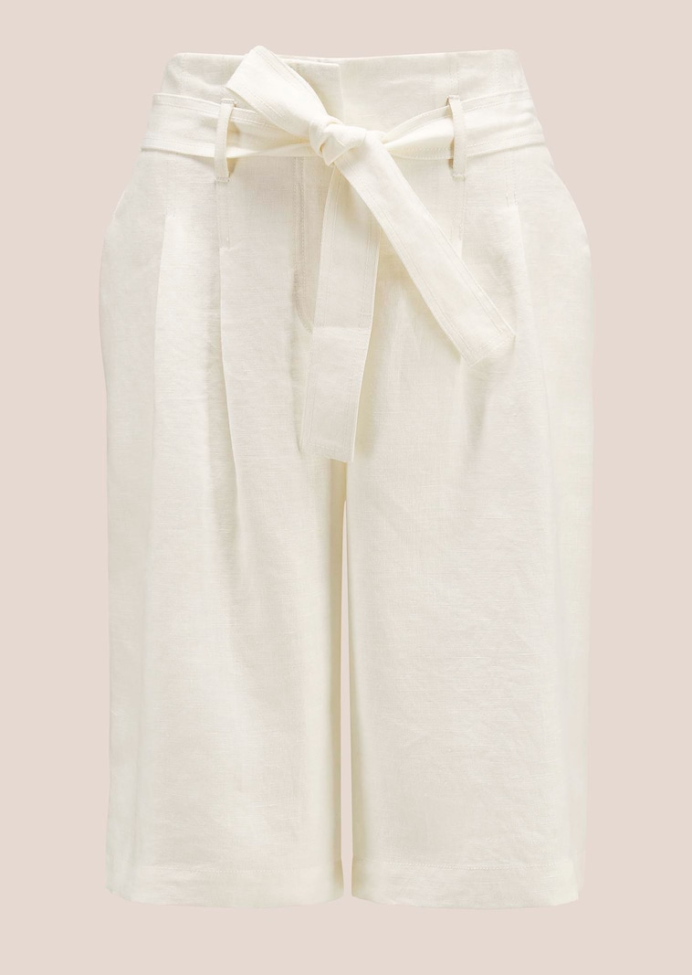 Highwaist-Bermudas aus Leinen