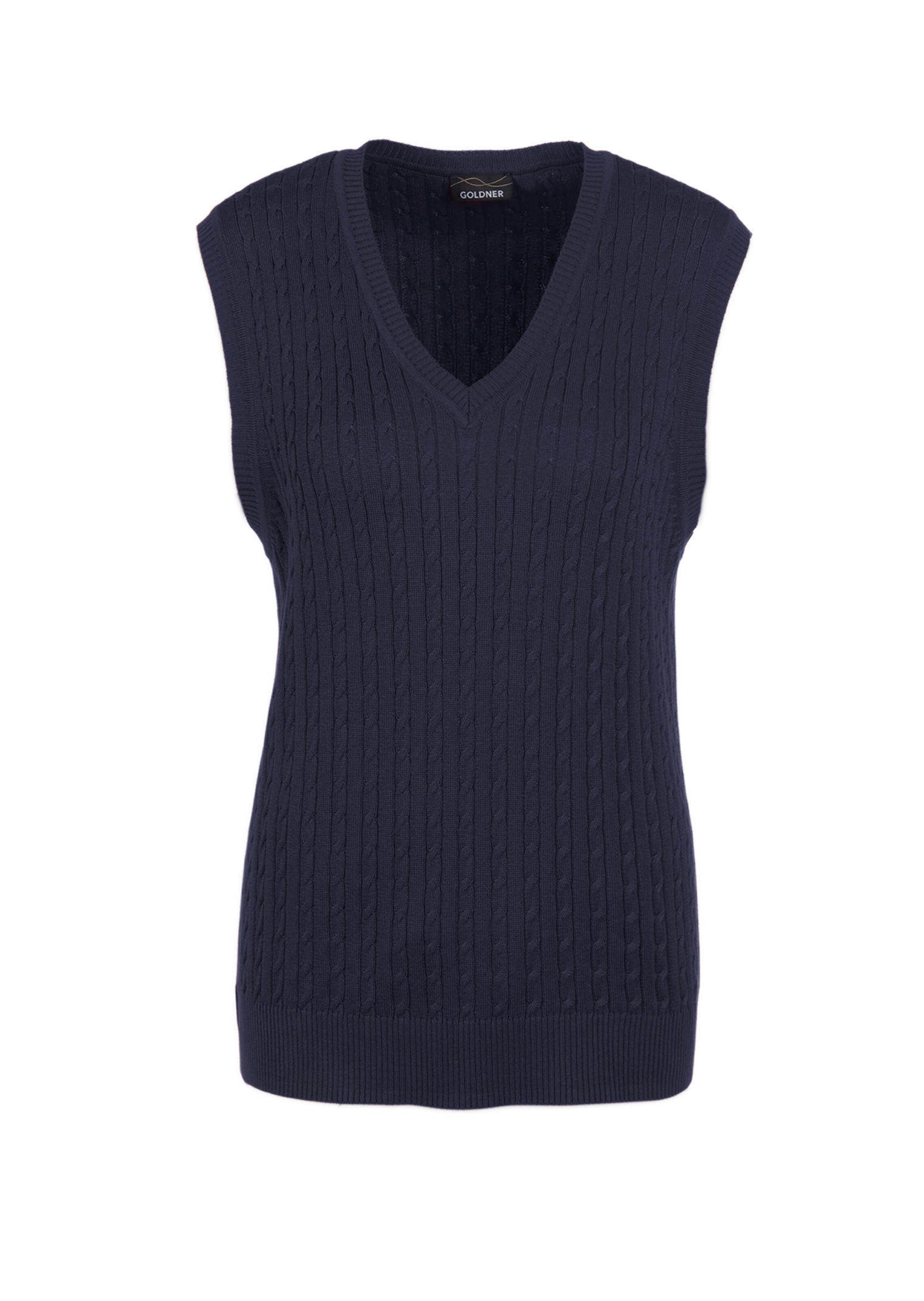 Pullunder mit zeitlosem Zopfmuster in marine atelier GOLDNER