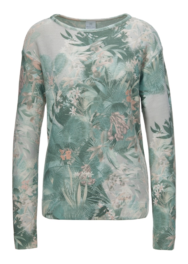 Oversized jumper with tropical print