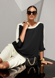 Bluse mit Colourblocking und 3/4-Ärmeln thumbnail 7