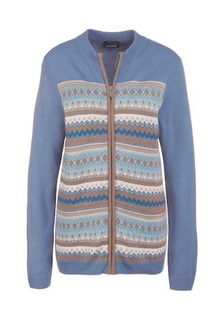bleu gris / à motifs Cardigan en laine vierge à motif norvégien